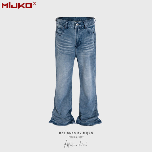 MIJKO Mens Vintage Pants Wide Leg Unisex Jeans