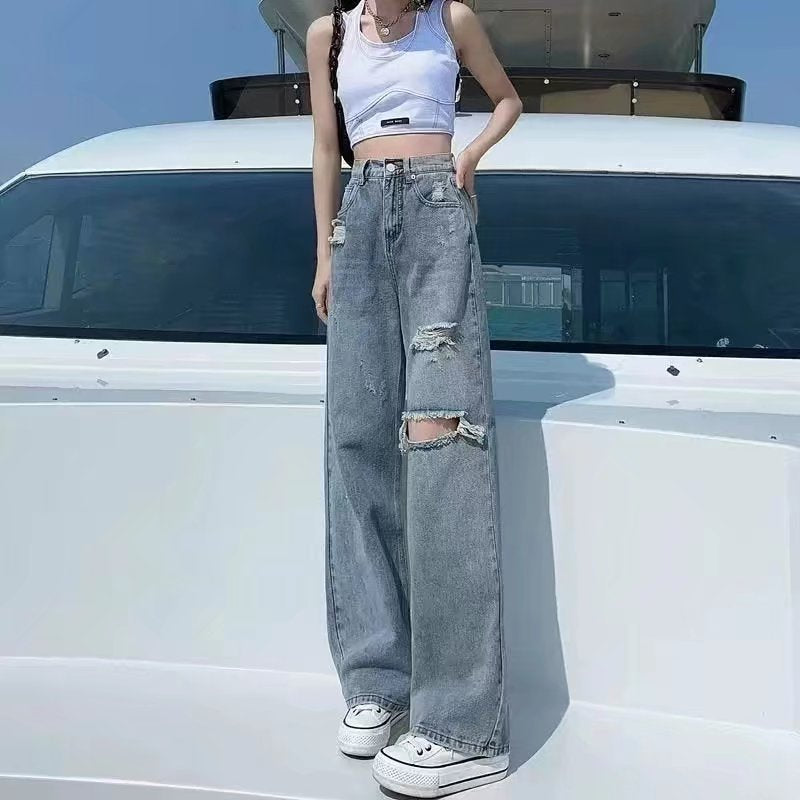 Women jeans ripped summer loose