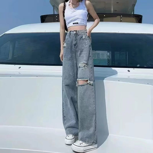 Women jeans ripped summer loose