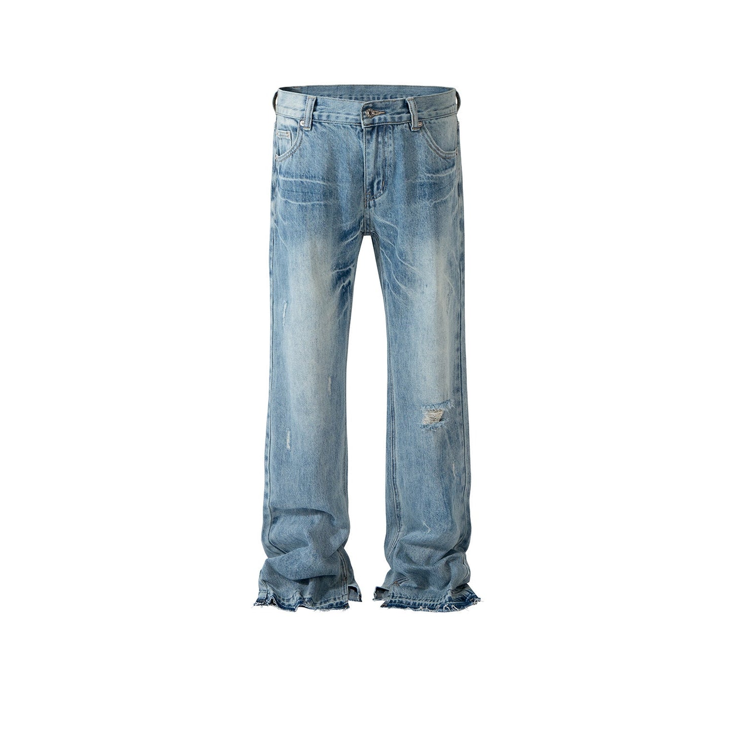 MIJKO Men Vintage Pants MIJKO Ripped Trousers Straight Beard Pants Split Jeans