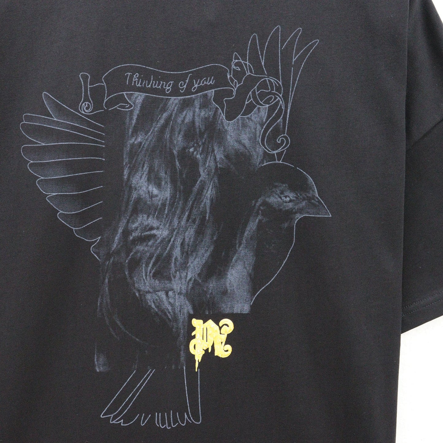 Palm Angels T-Shirts Pigeon Flow Lacquer Letter Foam Short Sleeve T-Shirt