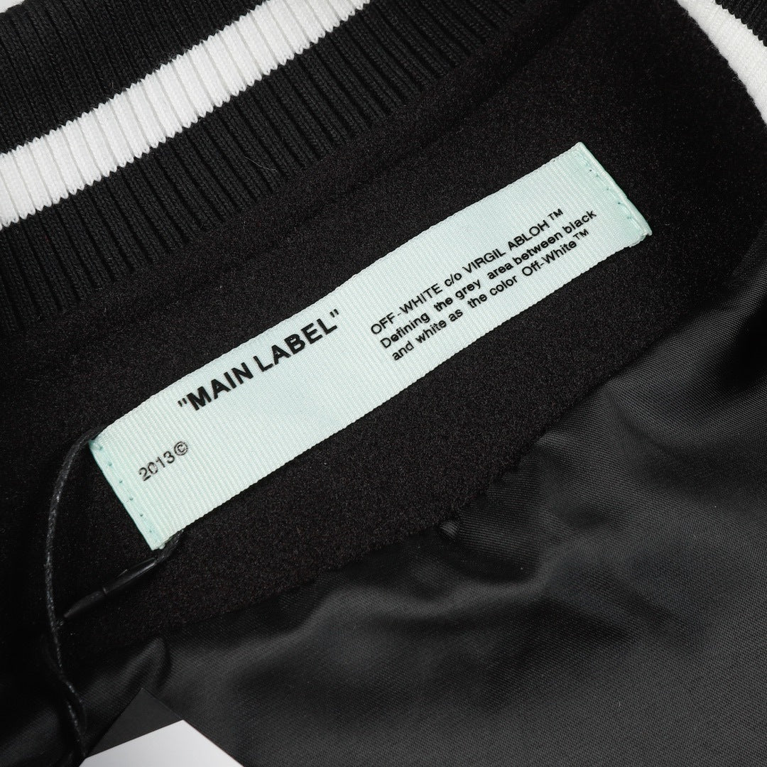 Off White Jacket Autumn OW Heavy Industries Cartoon Pattern Embroidered Woolen Jacket
