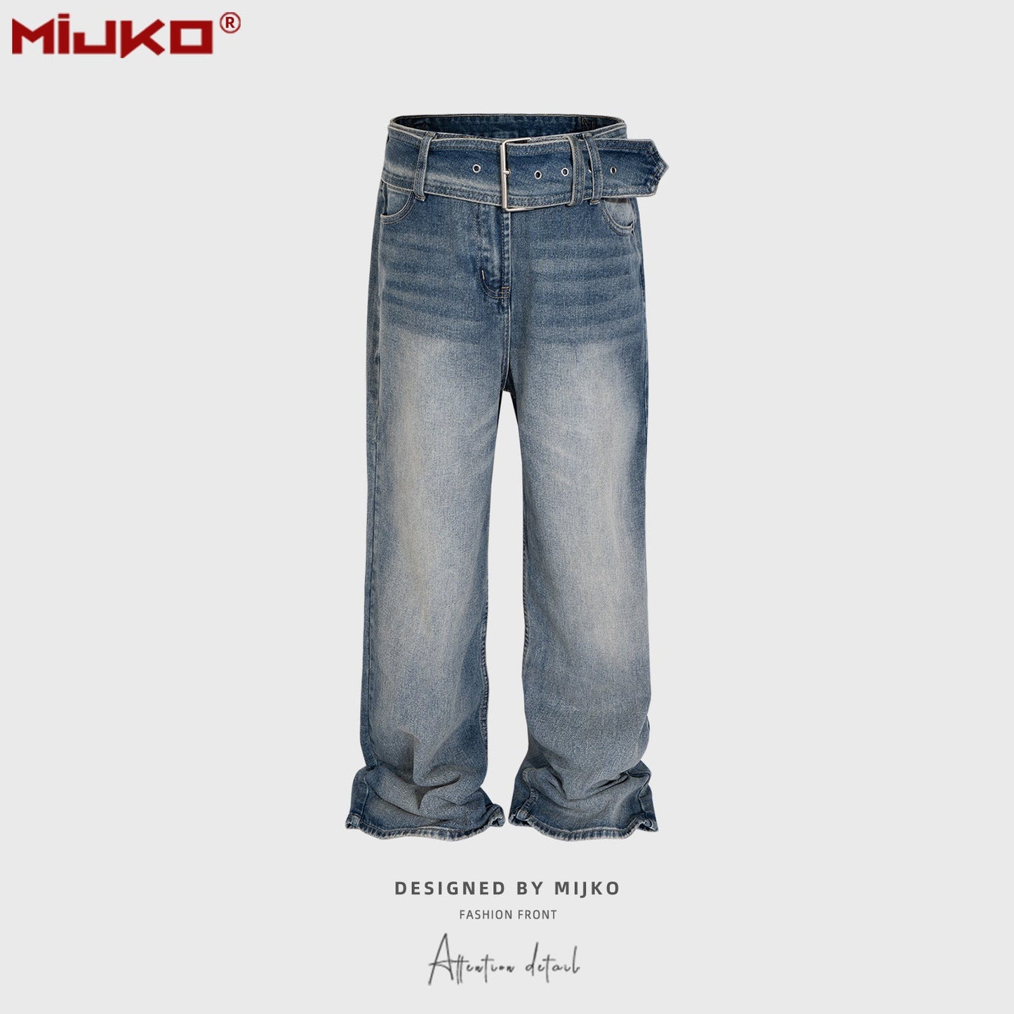 MIJKO Mens Vintage Pants Straight Loose Jeans