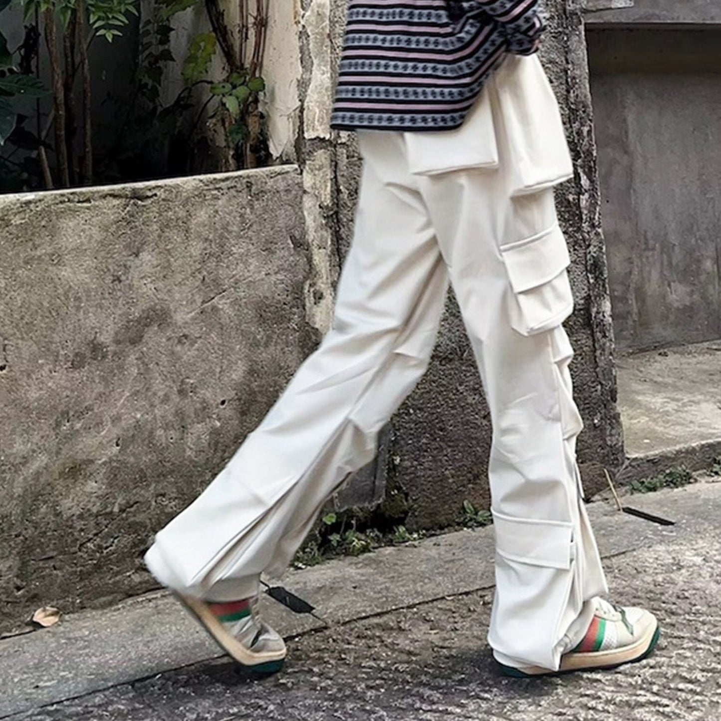 MIJKO Men's Vintage Pants MIJKO overalls men's and women's waist casual trousers