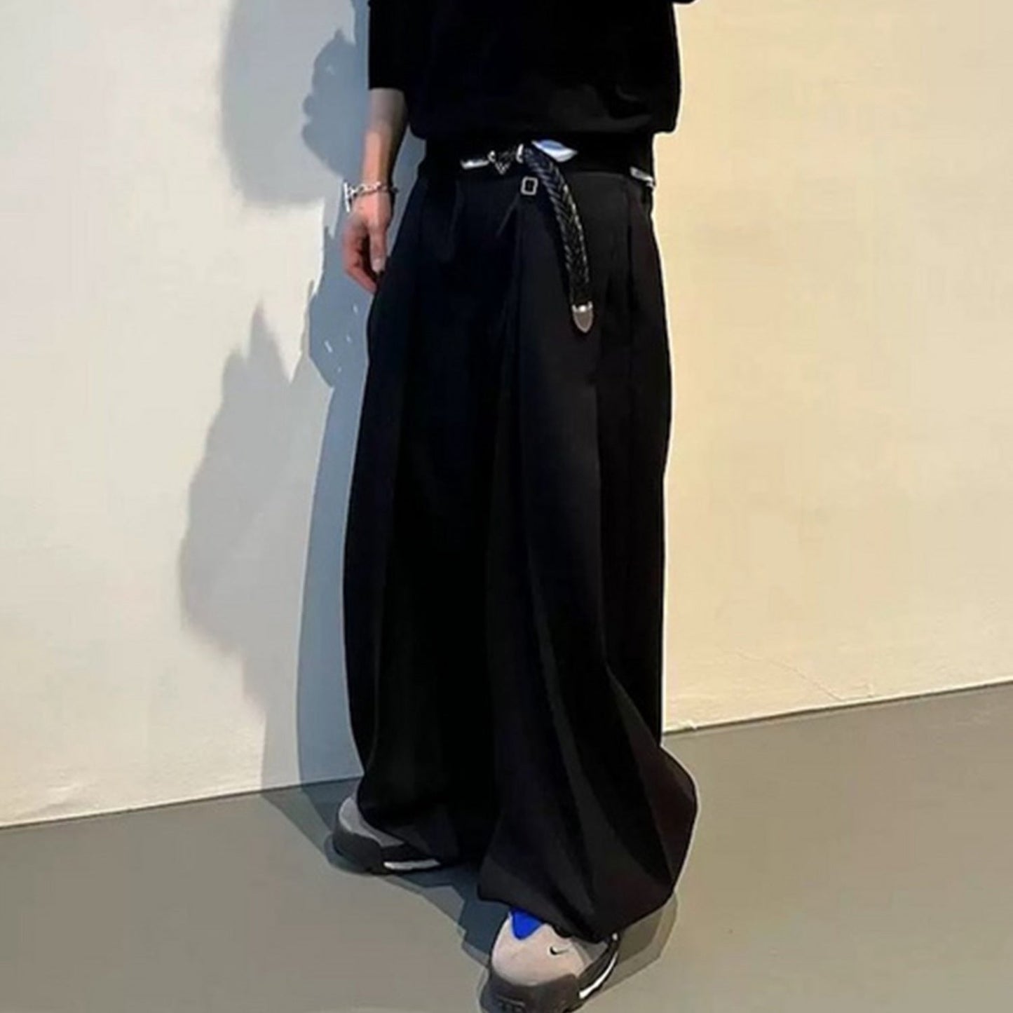 Color straight casual trousers