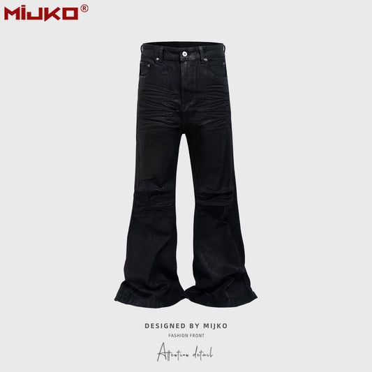 MIJKO Mens Vintage Pants BootCut Jeans