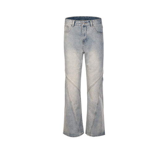 MIJKO Men's Vintage Pants MIJKO Men's Women's Splicing Pants Washed and Used Jeans