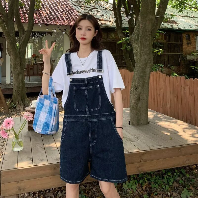 Women's Jeans Women's Vintage Loose Denim Overalls Shorts