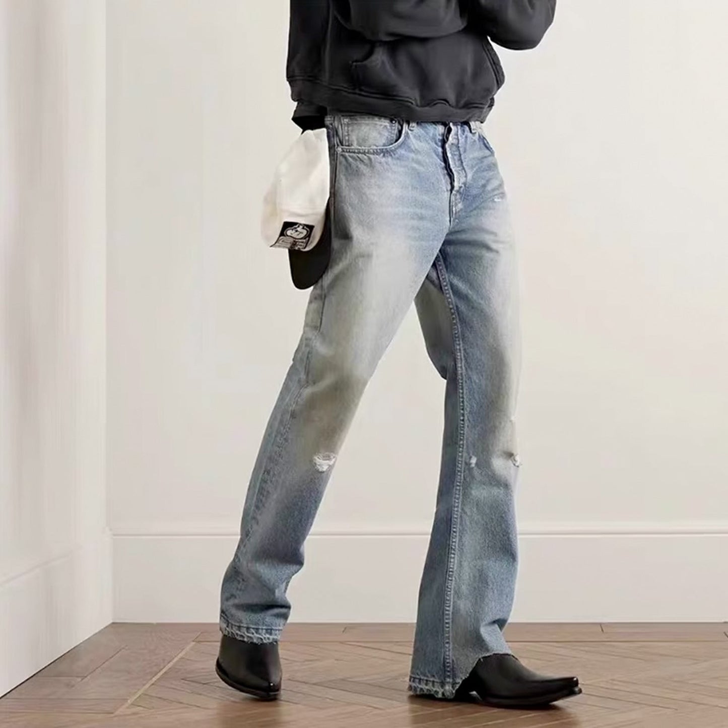 MIJKO Men's Vintage Pants MIJKO Men's Women's Vintage Washed Old Trousers Jeans