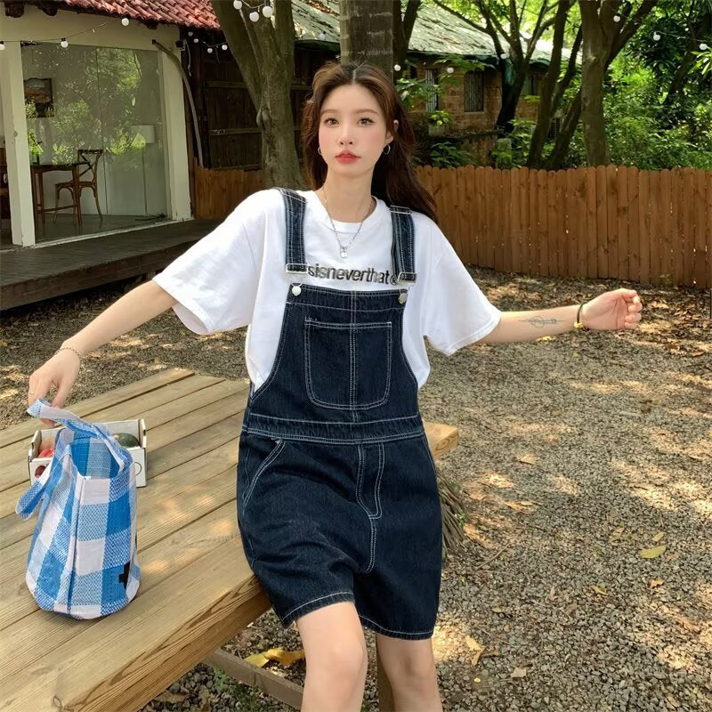 Women's Jeans Women's Vintage Loose Denim Overalls Shorts