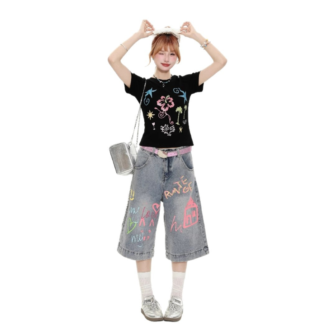 Women jeans summerloose cropped pants