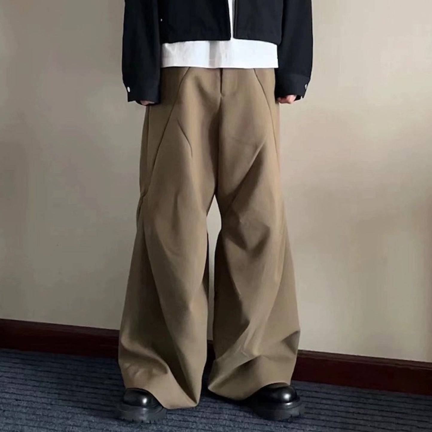 MIJKO Men's Vintage Pants MIJKO Men's Trousers Wide Tube High Street Wide Foot Pants Tide