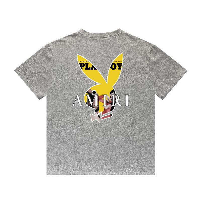 Amiri T Shirt Yellow Rabbit Head Beauty Casual Round Neck
