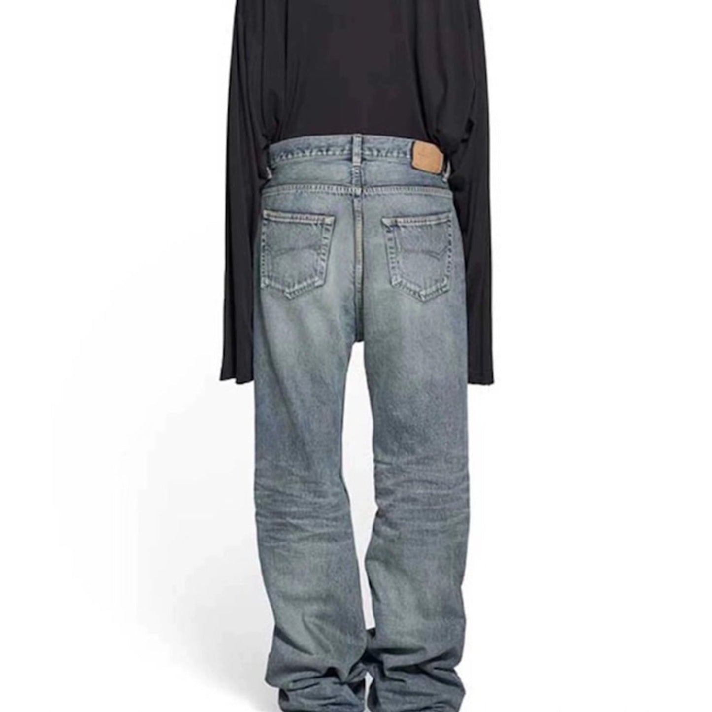 MIJKO Men's Vintage Pants MIJKO Men's Women's Spring and Summer Wash Water-polished White Trousers Pull Jeans