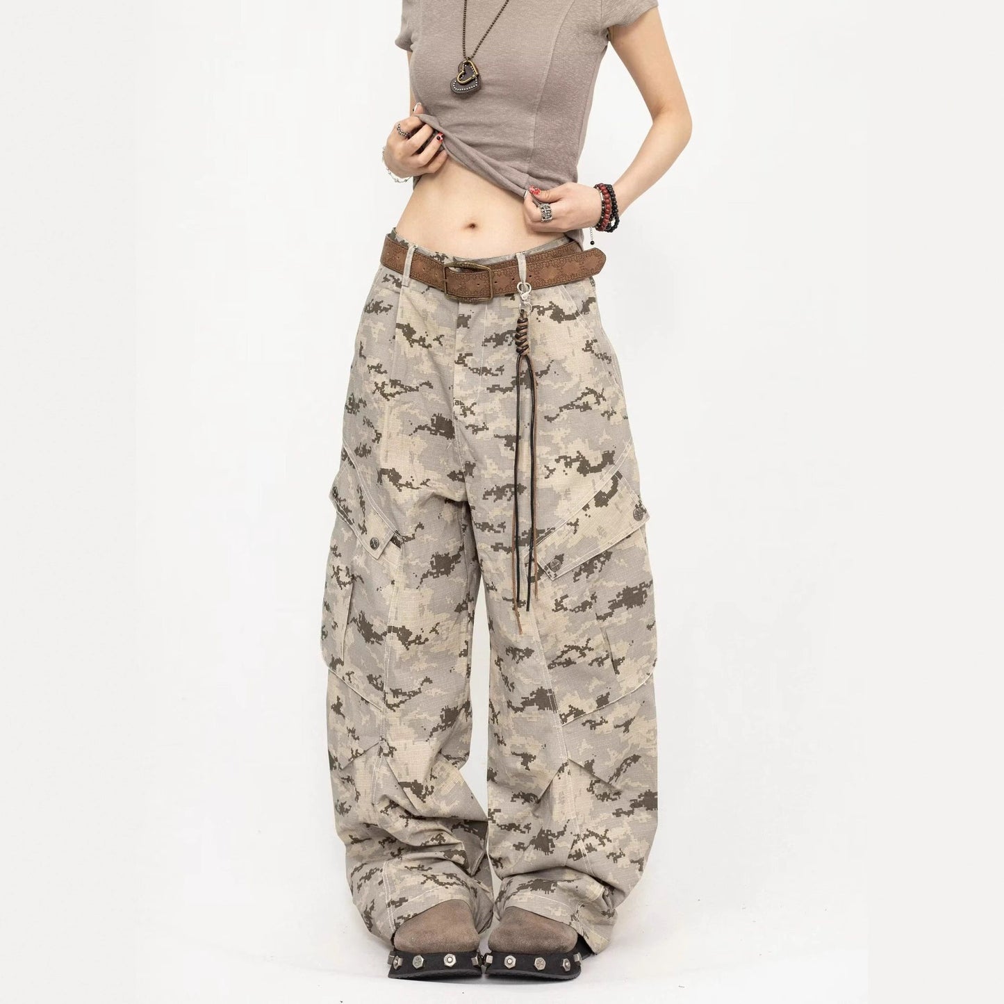 Women jeans retro camouflage women