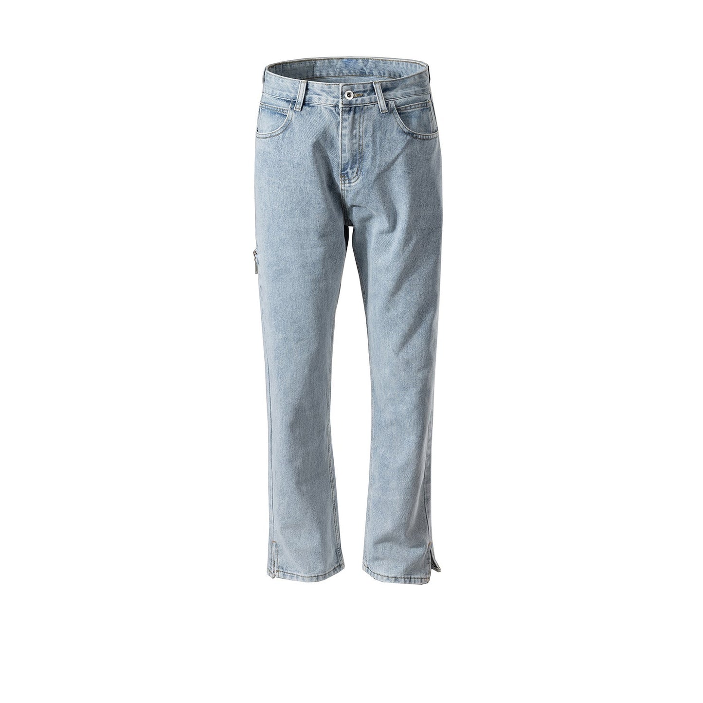 MIJKO Men's Vintage Pants MIJKO Ragged Pants Trousers Men's and Women's Zipper Washed Jeans