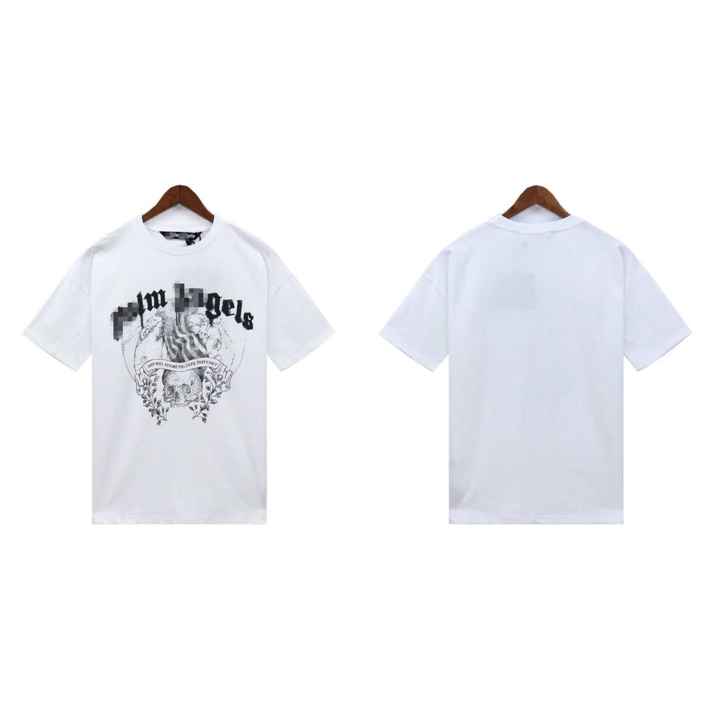 Palm Angels T Shirts Smoke Skull Angel Print Short Sleeve T-Shirt