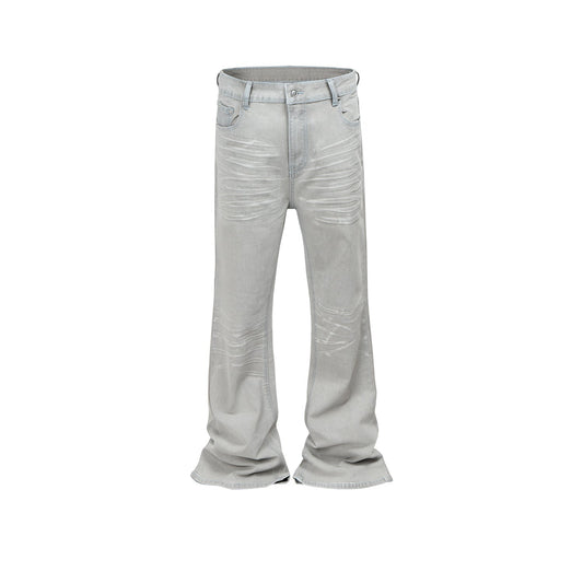 MIJKO Mens Vintage Pants MIJKO wide-footed trousers slightly pulled jeans