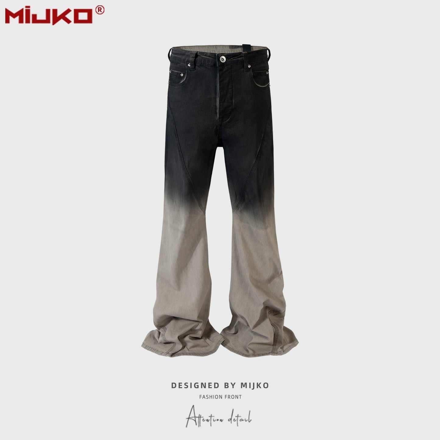 MIJKO Mens Vintage Pants Gradual Change Color Unisex Bootcut Pants