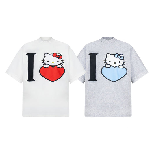Unisex T-shirts KT Cat Niche Design Loose High-end T-shirts