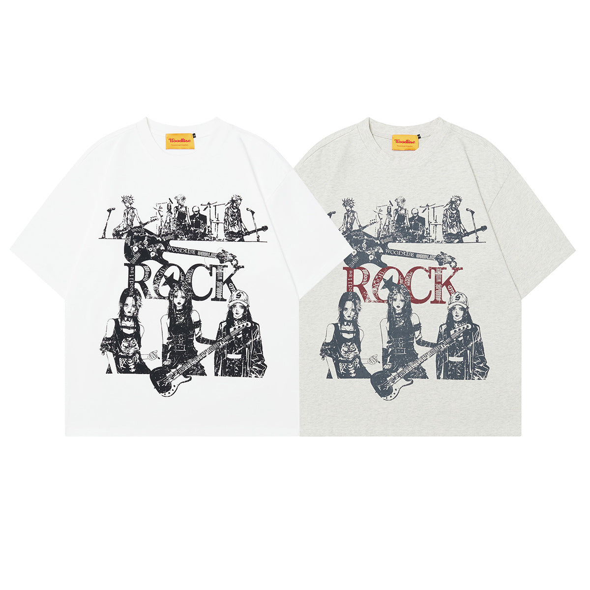 Unisex T-shirts Summer Painting Band Men's Loose Short Sleeve T-Shirt