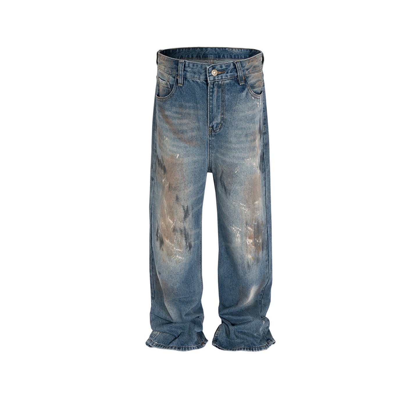 MIJKO Mens Vintage Pants Make Old Jeans Straight