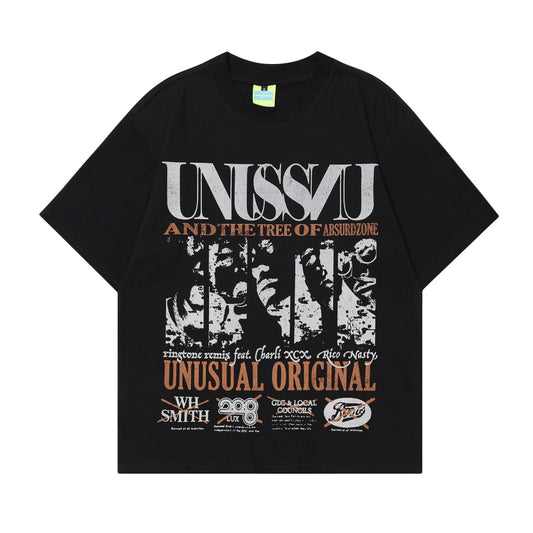 Unisex T-shirts Summer Men's and Women's Street Vintage Loose Short Sleeve T-Shirt