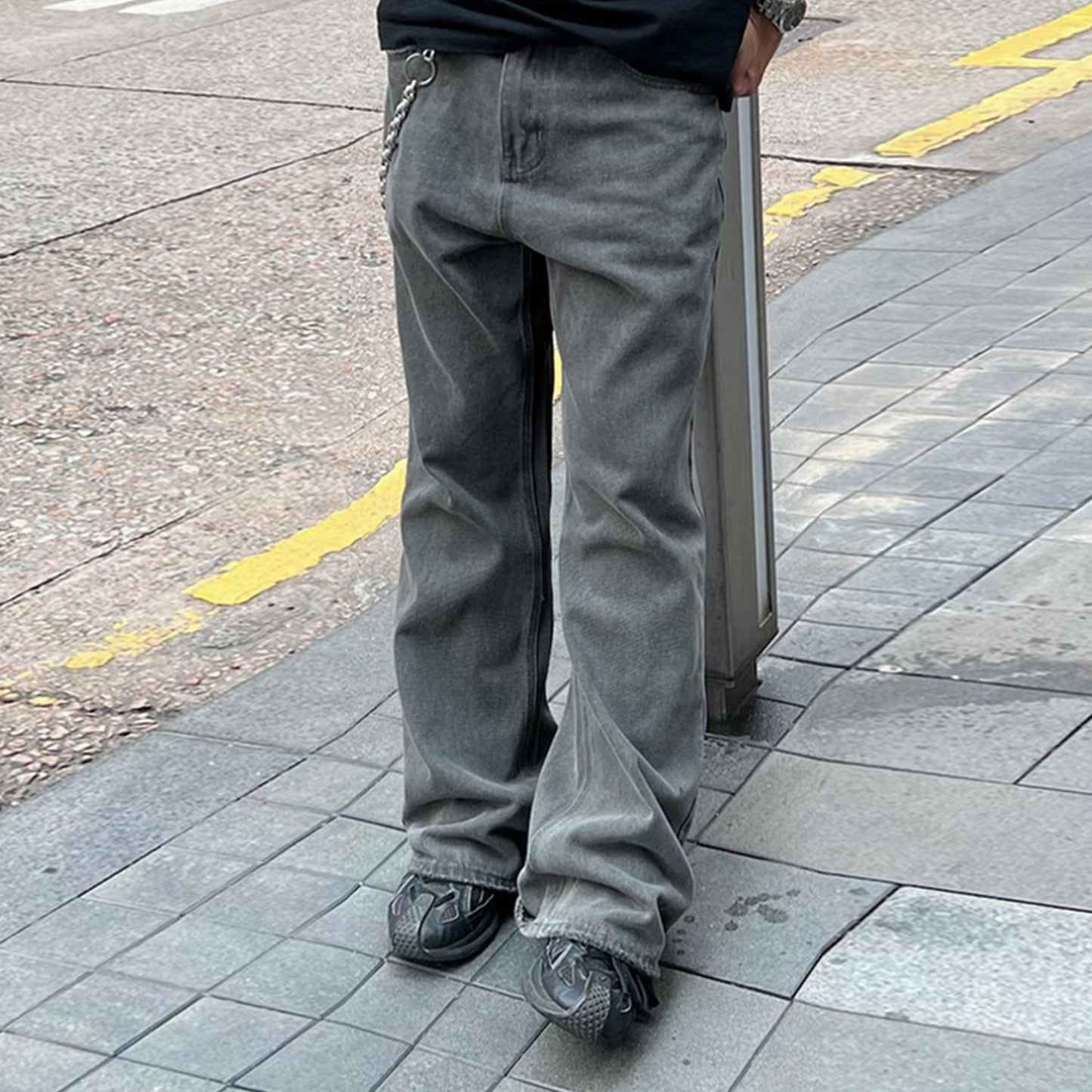 MIJKO Men's Vintage Pants MIJKO Straight Pants Men's and Women's Washed Old Dyed Jeans