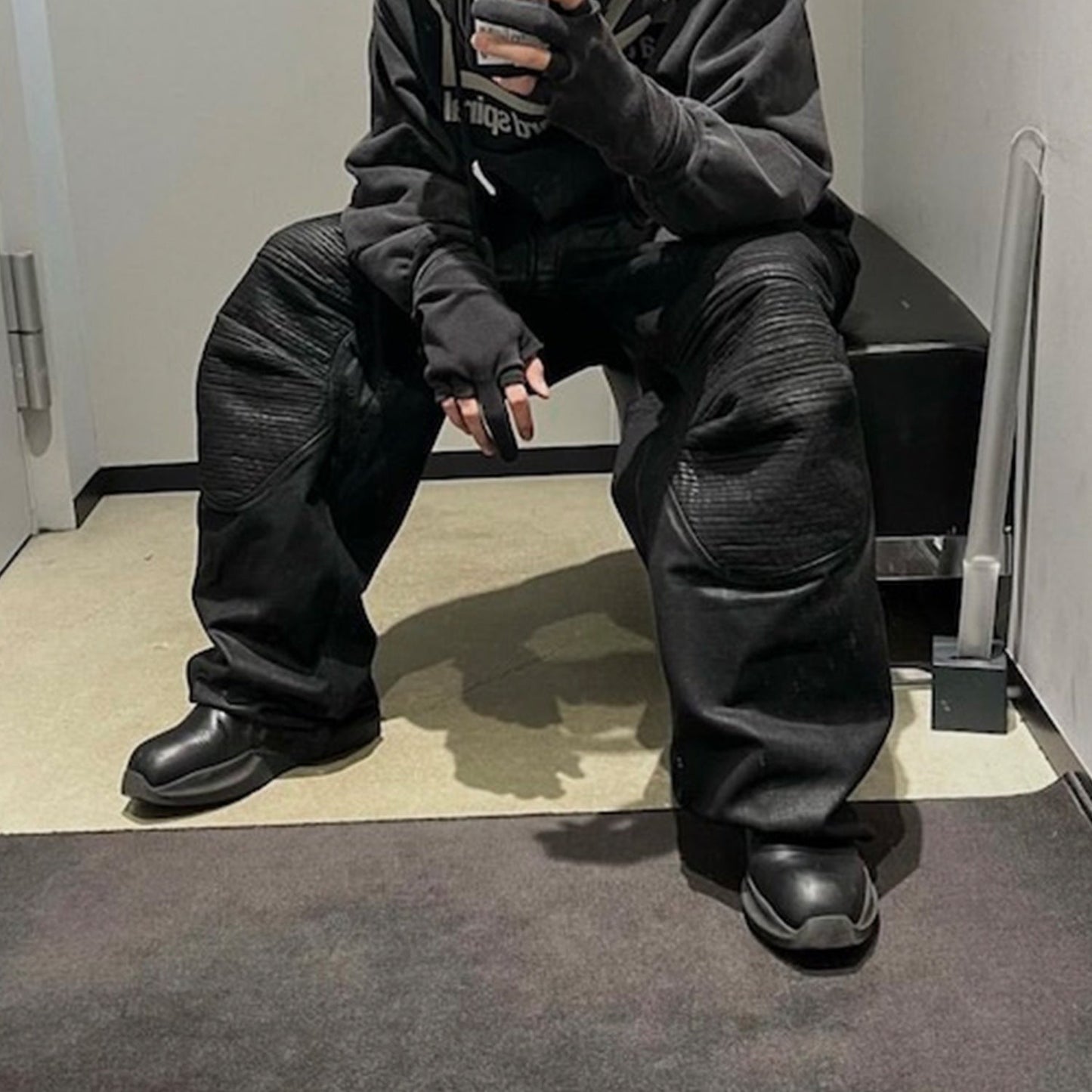 MIJKO Men's Vintage Pants MIJKO Motorcycle Armor Men's and Women's Splicing Jeans