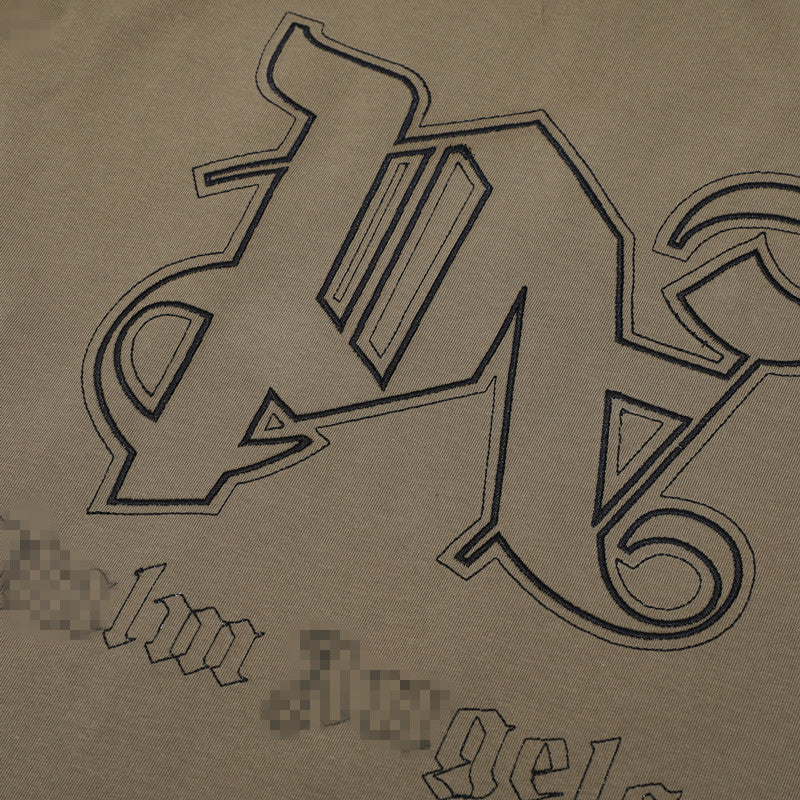 Palm Angels T Shirts Embroidered Letter Logo Short Sleeve T-Shirt