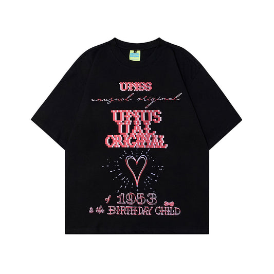 Unisex T-shirts Summer Letter Design Men's Loose Short Sleeve T-Shirt