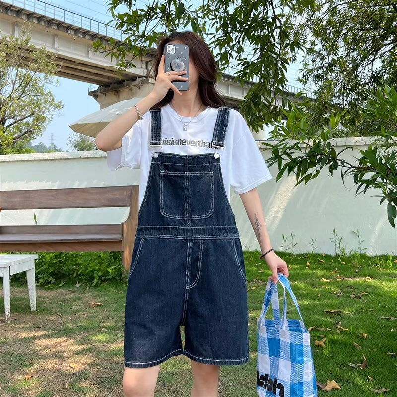 Women's Jeans Women's Vintage Loose Denim Overalls Shorts