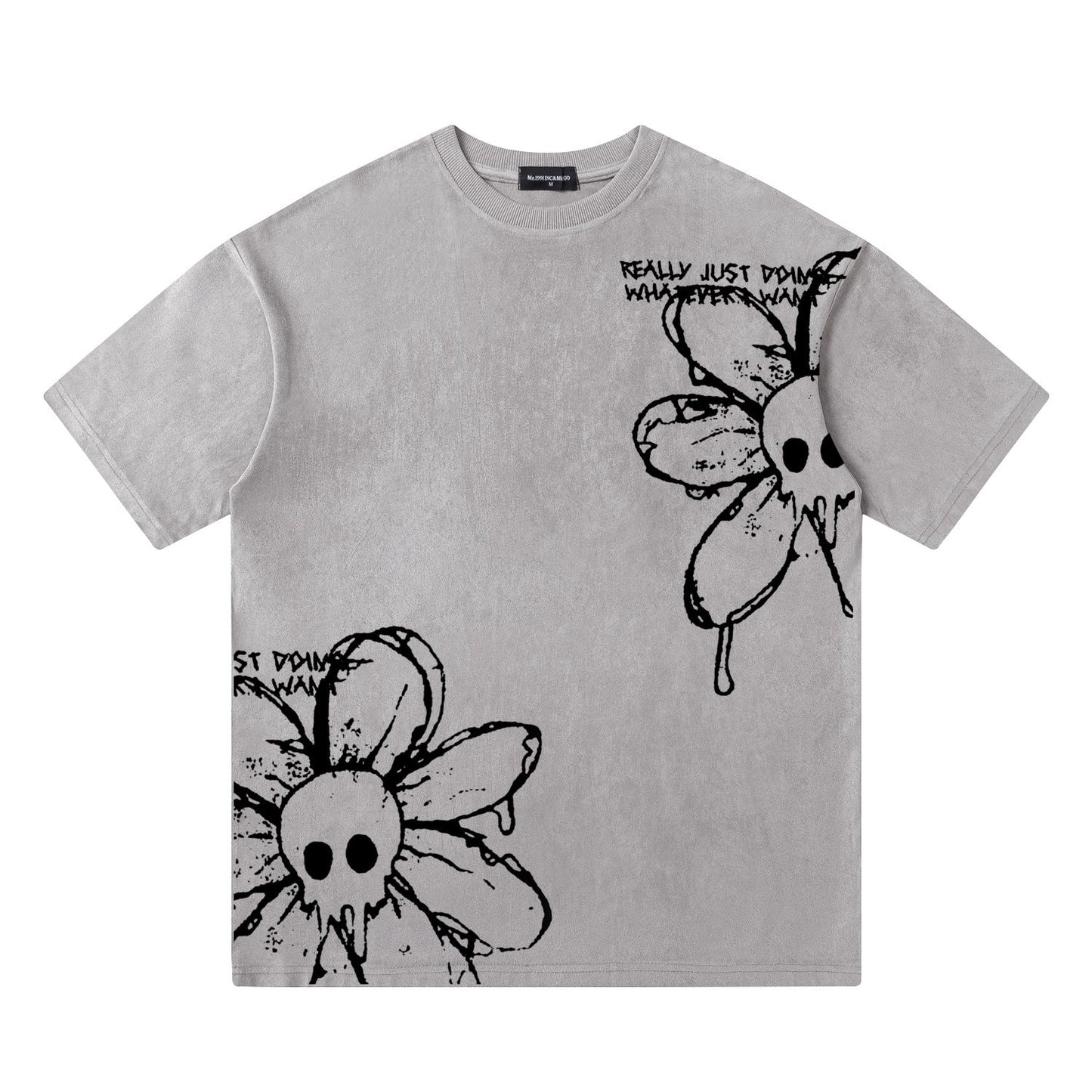 Unisex T-shirts Spring Vintage Hand Painted Flower Casual Loose Short Sleeve T-Shirt