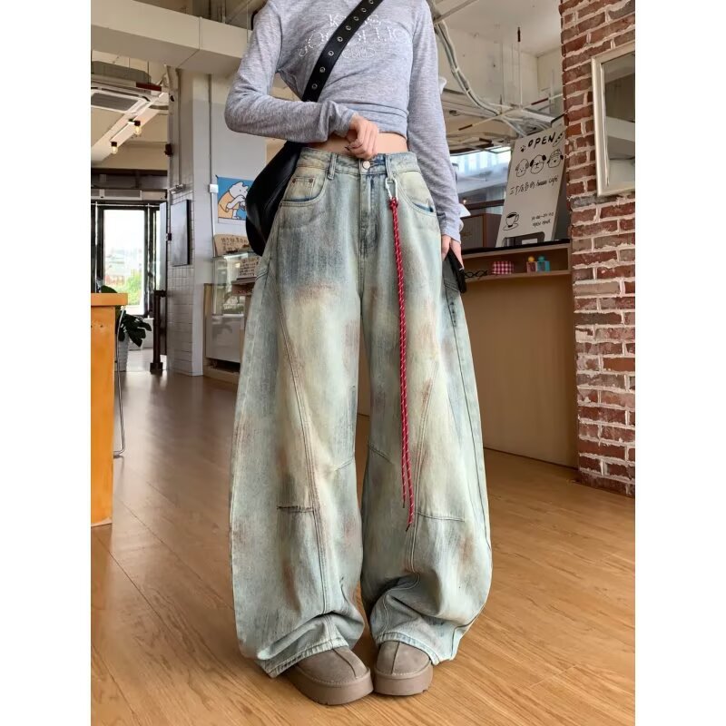 Women's jeans [free pendant] retro women's loose pants