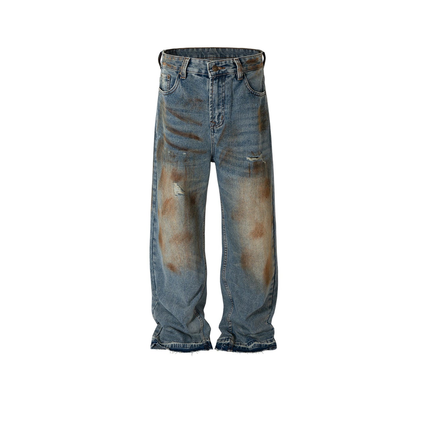 MIJKO Mens Vintage Pants Graffiti Jeans
