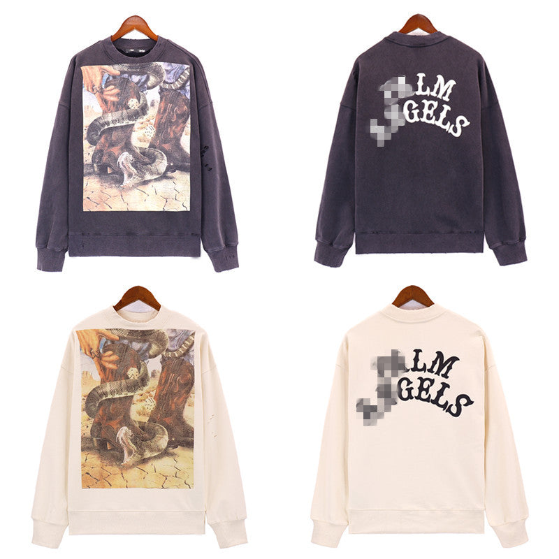 Palm Angle Sweatshirt Art Oil Painting Print Long Sleeve Crew Neck Sweater