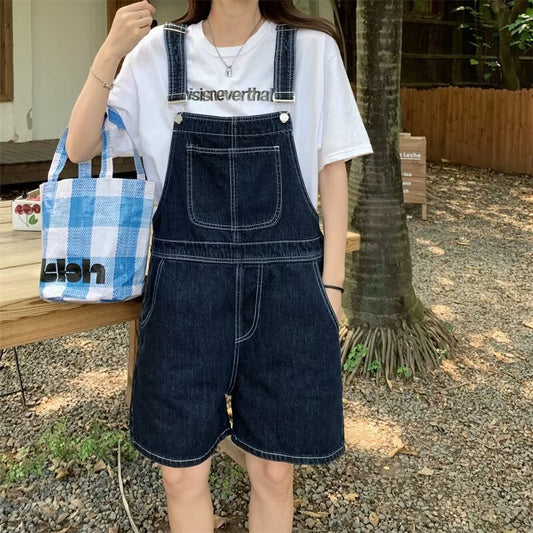 Women's Jeans Women's Vintage Loose Denim Overalls Shorts