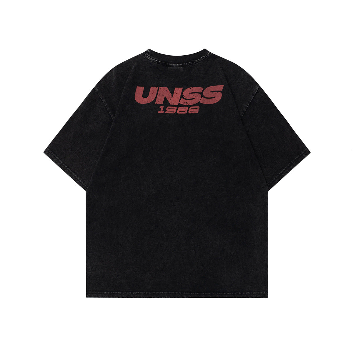 Unisex T-shirts Summer Alphabet Chart Washed Old Men's Loose Round Short Sleeve T