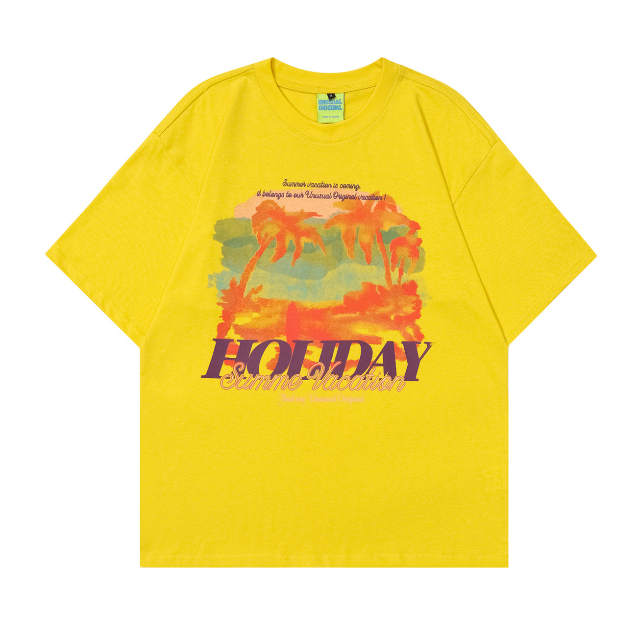 Unisex T-shirts Summer Men's and Women's Street Color Burger Loose Short Sleeve T-Shirt