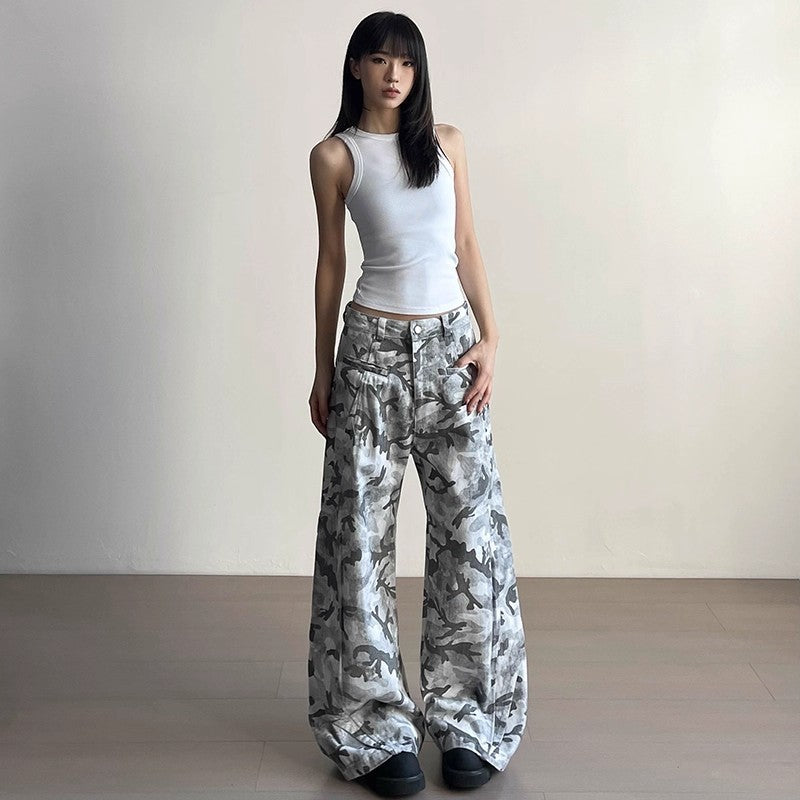 Women jeans camouflage loose