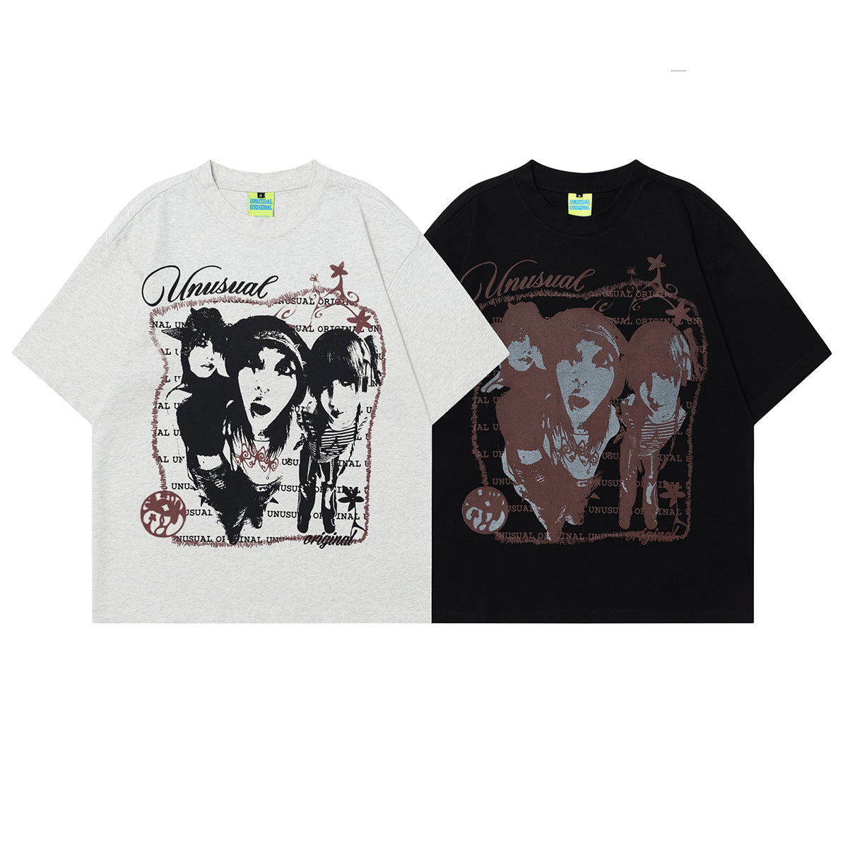 Unisex T-shirts Summer Hand Painted Character Men's Loose Short Sleeve T-Shirt