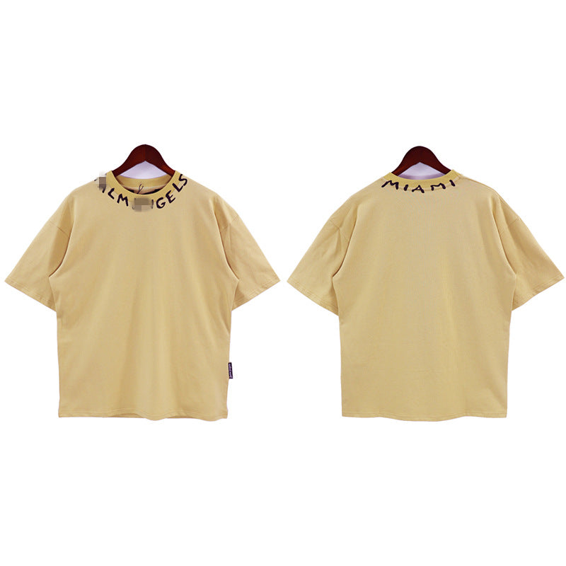Palm Angels T Shirts Collar Letter Print Short Sleeve T-Shirt