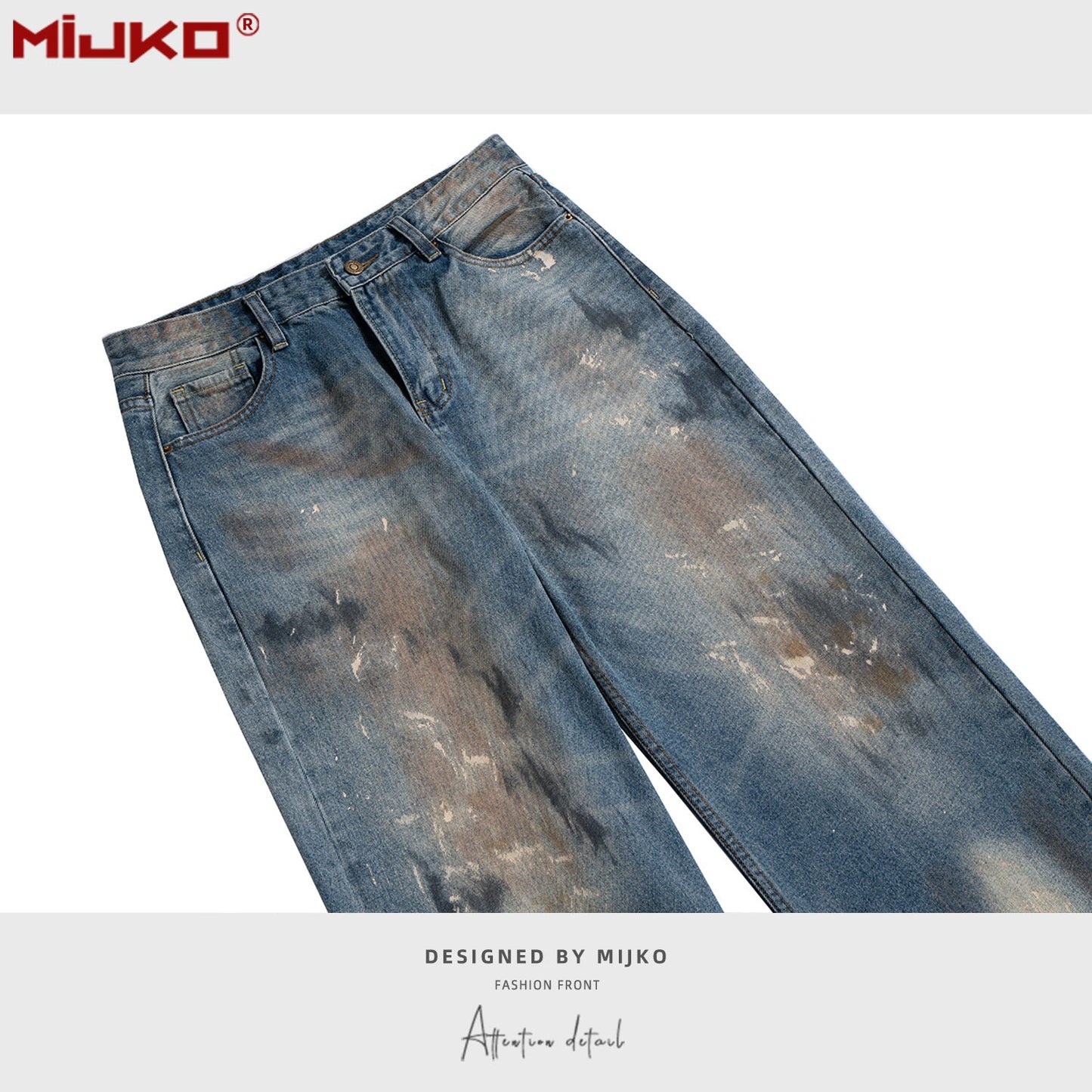 MIJKO Mens Vintage Pants Make Old Jeans Straight