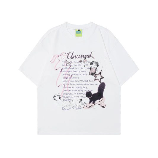 Unisex T-shirts Summer Cartoon Pattern Retro Men's Short Sleeve T-Shirt