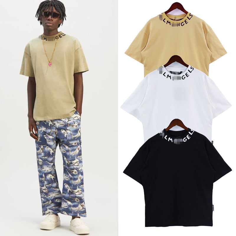 Palm Angels T Shirts Collar Letter Print Short Sleeve T-Shirt