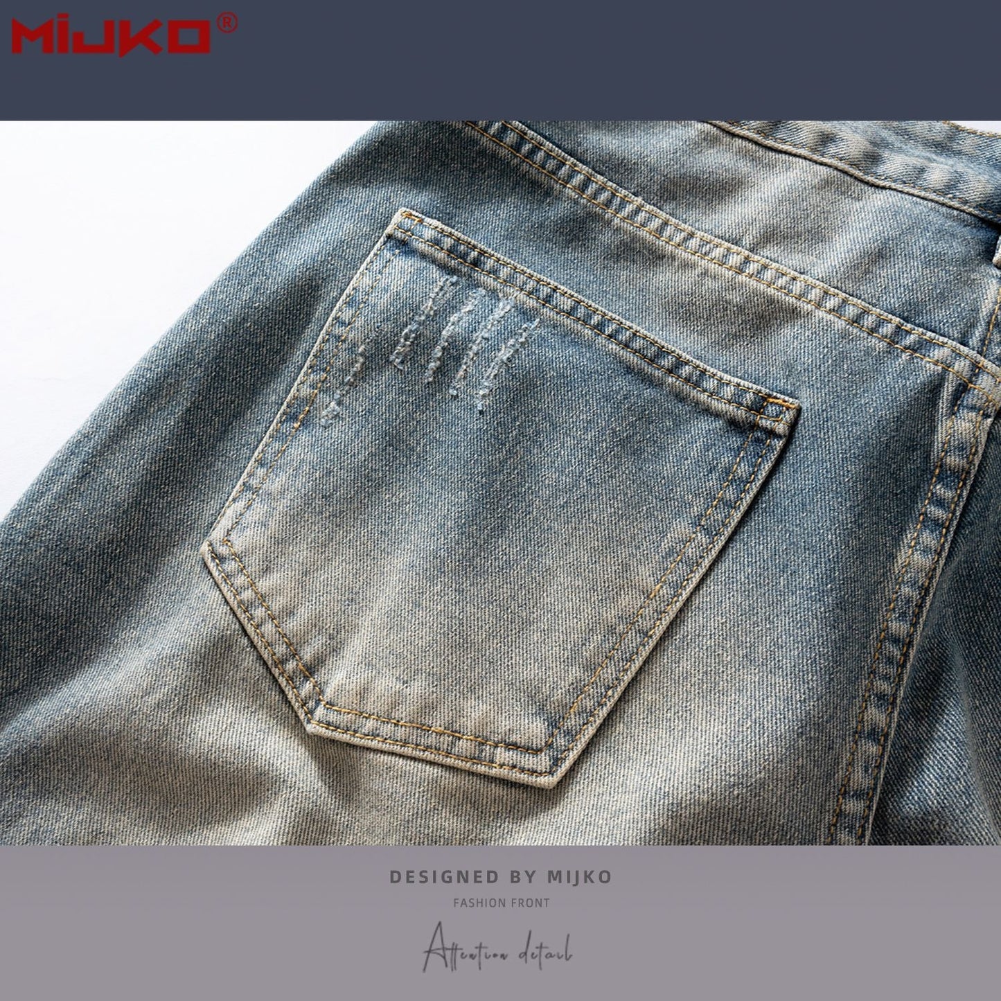 MIJKO Mens Vintage Pants Distressed Jeans
