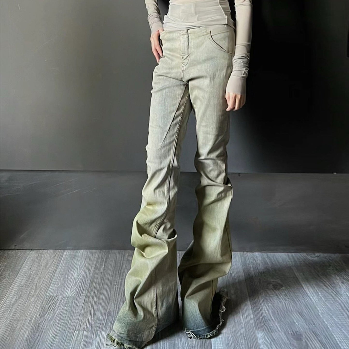 MIJKO Men's Vintage Pants MIJKO Men's Women's Cat Whiskers Washed Trousers Wide-Foot Jeans