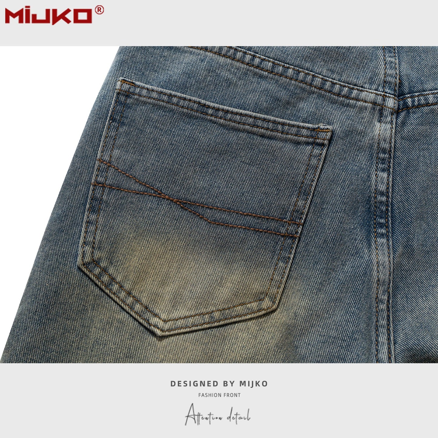 MIJKO Mens Vintage Pants Distress Wide Leg Jeans