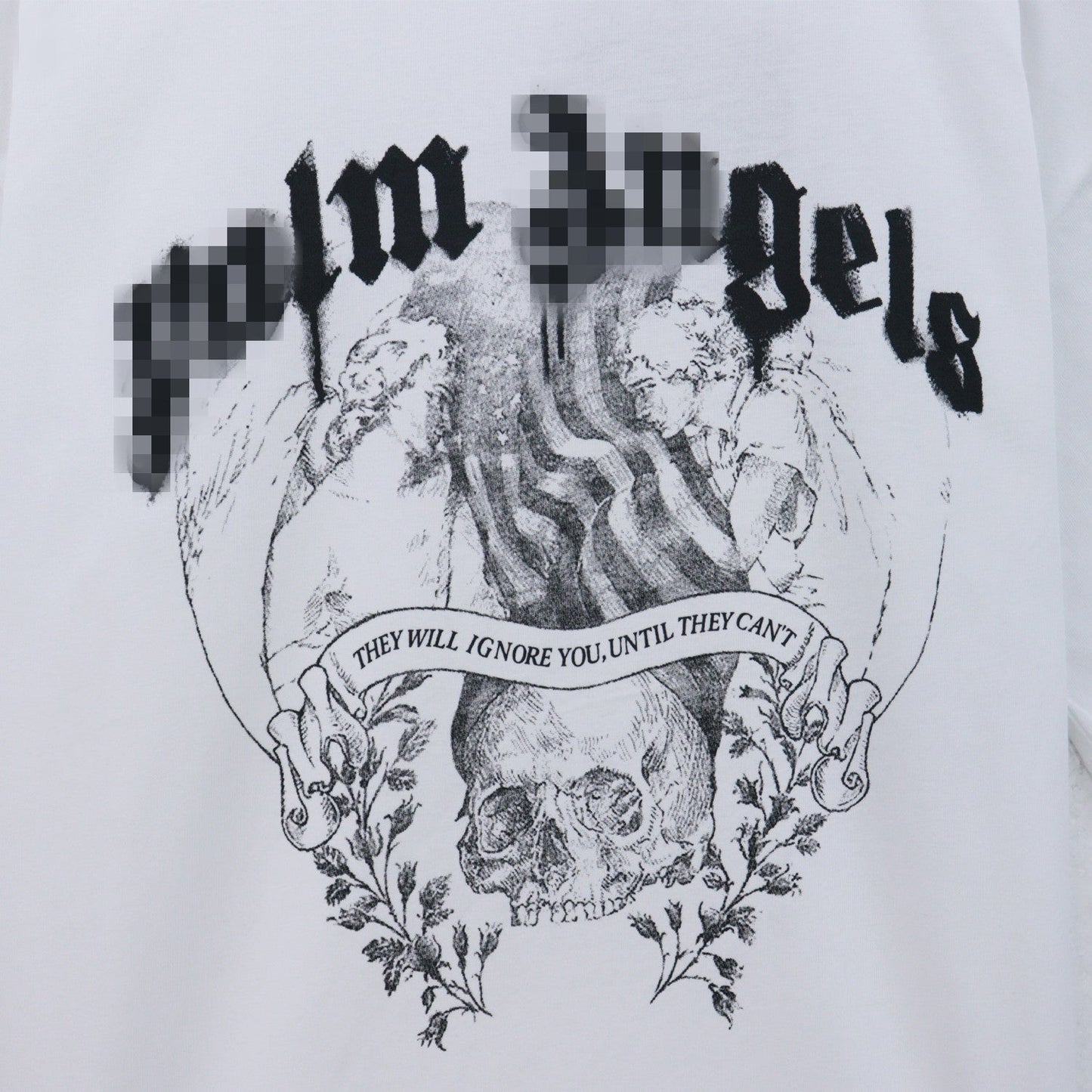 Palm Angels T Shirts Smoke Skull Angel Print Short Sleeve T-Shirt