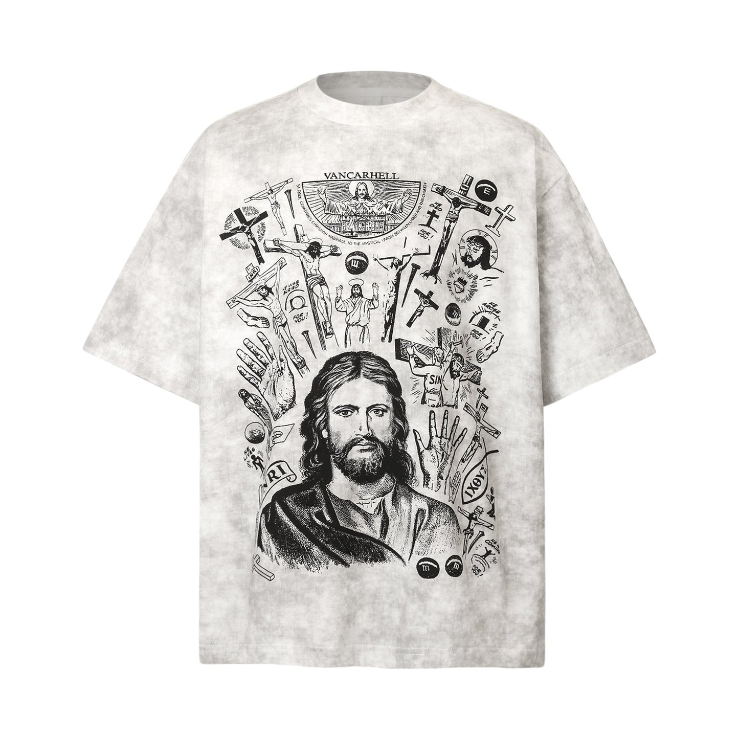 Unisex T-shirts Summer Tie-Dye Character Men's Loose Short Sleeve T-Shirt